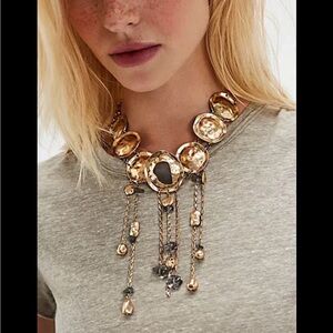 Free People metallic speak up statement Necklace NWT